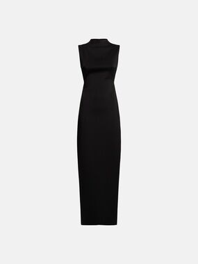 Milio Milano Sleek Black High-Neck Maxi Dress